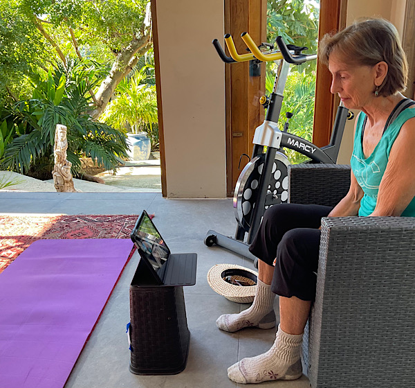 Dawn talking to yoga group